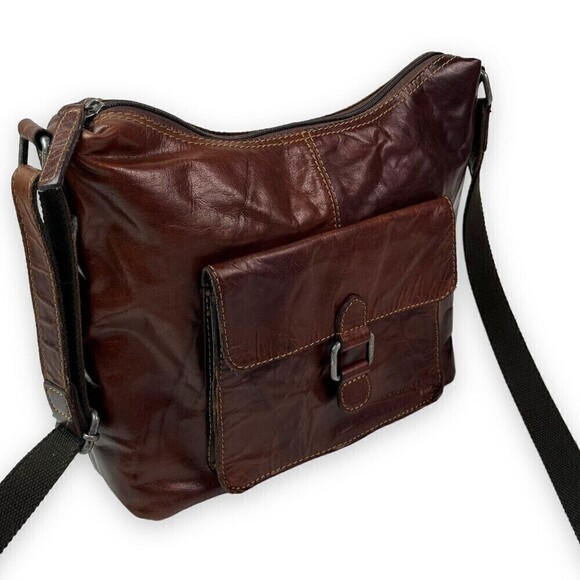 JACK GEORGES Voyager Collection Brown Leather Crossbody Bag Purse Rustic Urban - Picture 3 of 12